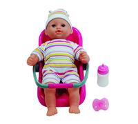 DOLLSWORLD from Peterkin | Baby Travel Set Doll | 30cm soft bodied doll with 16 real baby sounds! Includes removable outfit, dummy, bottle and car carrier | Dolls & Accessories | Ages 18m+