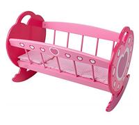 DOLLSWORLD from Peterkin | Doll's Rocking Cradle | Pink wooden doll's rocking cradle with quilt and pillow, suitable for dolls up to 46cm (18") | Dolls & Accessories | Ages 3+