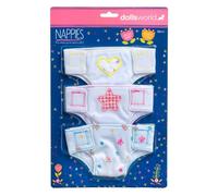 DOLLSWORLD from Peterkin | Pack of 3 Fabric Nappies | Reusable and adjustable fabric nappies, suitable for dolls up to 46cm (18") | Dolls & Accessories | Ages 18m+
