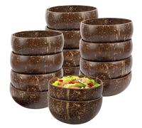 Dolltobe 14 Natural Coconut Shell Wooden Bowls, 13.5 oz Serving Bowls for Smoothie, Salad, Snacks, Vegan Gifts, Kitchen Decor, Picnic, and Theme Party