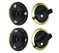 Dolltobe 2 Pcs Black Gold Gas Range Burner Knobs, Universal, 1.97 In Dia, Push Off & Max/Min