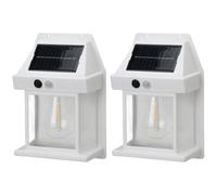 Dolltobe 2 Pcs Solar Wall Lights, Outdoor Filament Lantern with Motion Sensor, Waterproof, White for Garden Yard Pathway