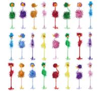 Dolltobe 24 Pcs Flamingo Novelty Pens, Funny Fluffy Ostrich Fun Writing Set, Feather Plastic Signing Ballpoint for Birthday Easter Basket Christmas