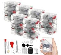 Dolltobe 24 Sets 40-Piece Mini Sewing Kits, Travel Emergency Kit, Transparent Case, Stitching Repair Gift