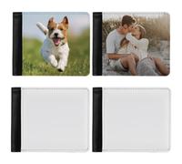 Dolltobe 4 PCS Sublimation Wallet, Customized Sublimation Blank Men Wallet for Heat Transfer Printing, DIY Bifold Leather Wallet with Card Slots, Gift Option for Male, Husbands, Relatives