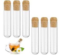 Dolltobe 6 Pcs Tea Organizer Set, Glass Tea Infusers, Transparent Glass Loose Leaf Tea Steeper, Stylish Cork Lid Design With Measuring Marks