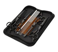 Dolltobe 7 Pcs Dog Grooming Shears Set, Straight, Thinning, Curved Dog Grooming Scissors, Steel Comb, Cleaning Cloth, Case, 6 in / 15.2 cm Stainless Steel, Pet Hair Cutting at Home