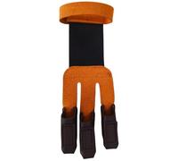 Dolltobe Archery Finger Guard, Brown Microfiber Leather, 3-Finger Tab, 7.8 In / 19.8 Cm, Adjustable Wristband, Extra Thick For Recurve Bow Practice
