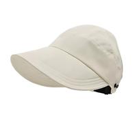 Dolltobe Beige Sun Hats For Women, Wide Brim Ponytail Sun Visor, Foldable Protection