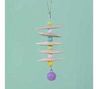 Dolltobe Bird Cuttlebone Chew Toy with 5 Pcs Slices, Multi Colored Beads and Bell, Natural Calcium Source for Parrot, Cockatiel, Budgie, Parakeet, Lovebird, Keeps Birds Active