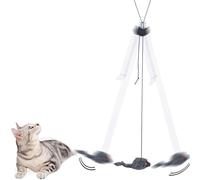 Dolltobe Cat Mouse Toy for Door, Hanging Elastic Cute Kitten Play Toy, Pet Interactive Toy with Triangle Clip, Plush Plastic and Metal, Total Length About 1.8 m, 5.91 ft