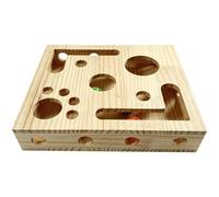 Dolltobe Cat Nail File Box, Interactive Wooden Labyrinth Puzzle Enrichment Toy with Sandpaper, Multiple Holes, 3 Bell Balls Included, 11.6 x 9.8 x 2.4 in for Mental Stimulation, Furniture Protection