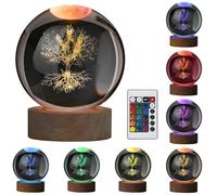 Dolltobe Crystal Axolotl Night Light, Sixteen Color Lamp Changing With Remote, 3D Laser Engraving Tree Design, Solid Wood Base, U Powered, For Decor And Gifts