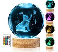 Dolltobe Decor And Gifts Perfect, 16 Color Changing Lamp With Remote, Axolotl Crystal Night Light, 3D Laser Engraving Tree Design, Usb Powered, Solid Wood Base
