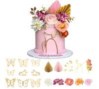 Dolltobe Dessert for Birthday Wedding, Gilded Butterflies, Lady Face Minimalist Art, Eucalyptus Leaves, Cake Decorations, Cake Topper Set, 22 Pcs
