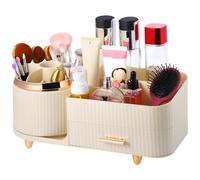Dolltobe Eyeshadow, Lipstick, Brush, Skincare Cosmetic Display Case, Large Capacity Rotating Makeup Case Box with Drawer, Makeup Organizer, 360° Rotatable