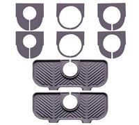 Dolltobe Faucet Mat For Kitchen Sink, 2 Pcs Splash Guard With Drain, Gray, 10.6 X 4.3 In, Dish Soap & Sponge Holder