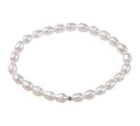 Dolltobe Freshwater Pearl Bracelet, White Rice Seed Bead Elastic Bangle with Single Silver Bead, Women Jewelry, Versatile for Daily Wear, Adds Grace and Fairytale Charm