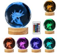 Dolltobe Gifts And Decor Ideal, Axolotl Crystal Night Light, Tree Design In 3D Laser Engraving, Powered Usb With Solid Wood Base, Lamp Changing Color 16 With Remote