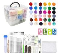 Dolltobe Needle Felting Kit with 36 Colors Wool, Storage Box, Needles, Leather Finger Guards, Wool Felting Kit for Starters, DIY Projects