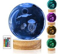 Dolltobe Night Light, 16 Color Changing Crystal Lamp, Axolotl With Remote, Tree Design In 3D Laser Engraving, Usb Powered With Solid Wood Base, For Decor And Gifts