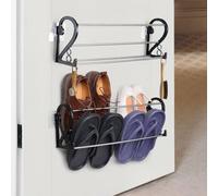 Dolltobe Over the Door Shoes Storage Shelves, Shoe Holders for Entrance Bathroom, 2Pcs Wall Mounted Shoe Racks Saving Space, Door Hanging Shoe Organizers Punch Free with Adhesive Mounts