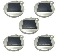 Dolltobe Patio, Christmas, Party, Waterproof Hanging Lights, 5 Pcs Solar Mason Jar Lid Lights, Outdoor Garden Decor, Stainless Steel Solar Powered String Lights, 30 Led Fairy Lights