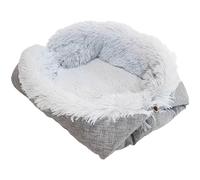 Dolltobe Pet Bed, Gray 2-in-1 Fluffy Plush Dog Lounger, Foldable Cat Bed for All Seasons, Thickened Pad for Small Pets, Space Saving, 24 x 20 in when Flattened