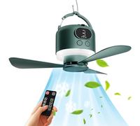 Dolltobe Rechargeable Usb Fan With Remote, Led Light, Portable Ceiling Fan For Camping, Quiet, 29 Cm Blade Diameter, 12-Hour Battery Life, Abs Construction