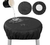 Dolltobe Round Bar Stool Cover, 2 Pcs, 16.9-17.7 In, Waterproof Pu Leather, Scratch-Resistant, Elastic Stool Protector