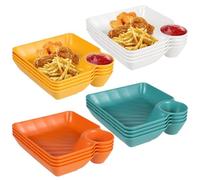 Dolltobe Serving Platters For Parties, Assorted Color, 16 Pcs Chip Dip, Divided Dumpling Plate With Sauce Dish, Reusable Chip & Ketchup Serving Tray, Snack Appetizer Sushi Tray, Bbqs, Restaurants
