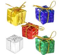 Dolltobe Shiny Christmas Decorations Bulk, 200 Pcs Mini Boxes Ornaments, 0.8 In, Metallic Foil, Xmas Tree Hanging