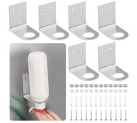 Dolltobe Soap Bottle Dispenser Holders Installation Wall Mounted, Liquid Soap Bottle Holder with Expansion Screw Set and Pre-drill Holes Silver, Pump Shampoo Dispenser Bottle Holders on Wall