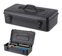 Dolltobe Steel Storage Box with Hinged Lid, Large Rectangular Empty Metal Tool Box with Handle, Metal Organizer with Dual Secure Buckles for Scrapbook Stamps, Stationery, Sewing Supplies, Hand Tools