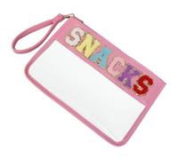 Dolltobe Varsity Letter Bag for Girls Cheer Bag, Cheer Backpack Accessories, 12.6 in x 8.7 in 32 cm x 22 cm, Portable Waterproof PVC Cosmetic and Snack Storage Bag with Zipper and Embroidered Letters