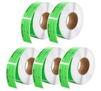 dolltobe Waterproof Write-On, 2500 Pcs Quality Control Labels, Inspected Fluorescent Green Inventory Stickers with Oil-Resistant Adhesive Labels, Date Line (1X2.25)