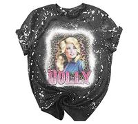 Dolly Graphic Tees Women Summer Funny Vintage T Shirt Retro Casual Country Music Shirt Tops for Band Music Lovers, Grey 3, M