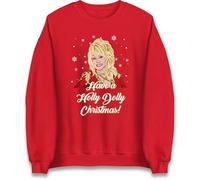 Dolly Parton Christmas Jumper, Have a Holly Dolly Christmas Sweat Shirt, Xmas Festive Gift Jumper Red