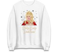 Dolly Parton Christmas Jumper, Have a Holly Dolly Christmas Sweat Shirt, Xmas Festive Gift Jumper White