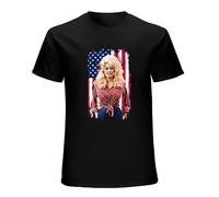 Dolly- Parton Cotton All Black Unisex T-Shirt Gift for Men Funny Tee Black M