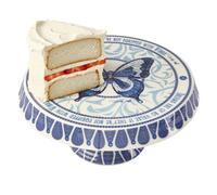 Dolly Parton Jeweled Mosaic Blue Butterfly Dessert Appetizer Cake Stand, Buffet Hostess Table, Footed Platter, Dishwasher Safe