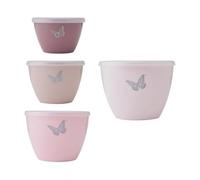 Dolly Parton Prep Bowl Set with Lids - 4-Piece Blush Butterfly Design, Airtight Storage, Mixing and Serving Bowls, Dishwasher Safe, 1-4 Cup Sizes