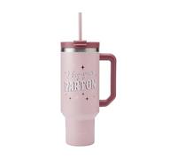 Dolly Parton Tumbler With Handle, Double Wall Vacuum Insulated Stainless Steel With Straw Lid, Cold For Up To 24 Hours Or Hot For Up To 8 Hours, 40 Ounce, Pink