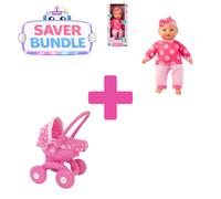 Dolly Tots 4-in-1 Pram & Day Time Doll Bundle