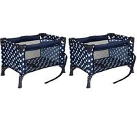 Dolly Tots Travel Cot | Navy Collapsible Travel Crib Toy | Nursery Cot for Dolls | Doll Accessory Set | Pushchair & Pram Playset for Kids Ages 3+ (Pack of 2)