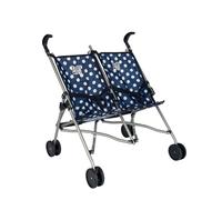 Dolly Tots Twin Stroller | Childrens Double Stroller Pram In Navy| Tandem Pushchair For Childrens Baby Doll | Toy Umbrella Fold Stroller | Role Play Toy Dolls Buggy Pushchair | Ages 3+