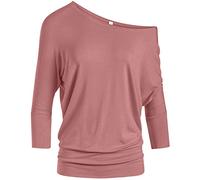 Dolman 3/4 Sleeve Off The Shoulder Drape Top with Banded Waist - Made in USA