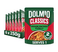 Dolmio Classics Veggie Packed Fusilli Pasta Ready Meal, Rich Tomato Sauce, Quick Meal for Lunch or Dinner, Vegetarian Microwave Meal Ready in 2 Minutes, 250g