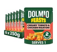 Dolmio Feasts Creamy Tomato & Chicken Rigatoni Pasta Ready Meal, Indulgent & Creamy Sauce, No Artificial Colours or Flavours, Microwave Meal Ready in 2 Minutes, 250g