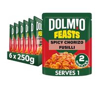 Dolmio Feasts Spicy Chorizo Fusilli ready in 2 minutes Pasta Ready Meal serves 1 multipack 6x 250g